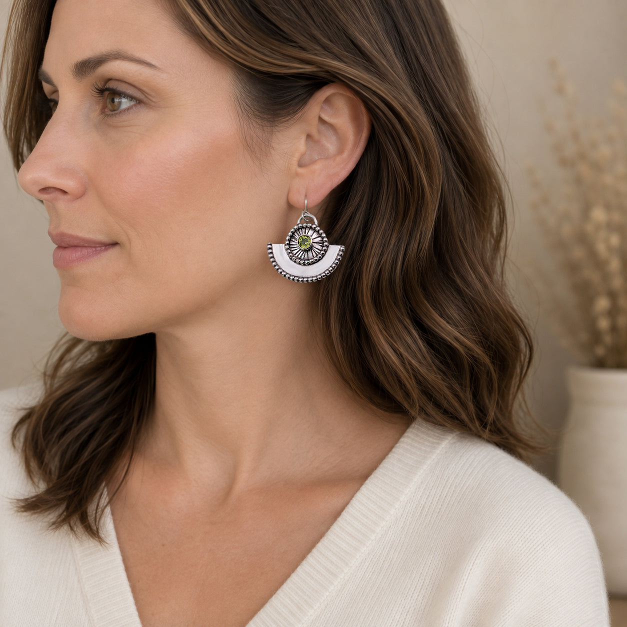 Sterling Silver & Peridot Earrings