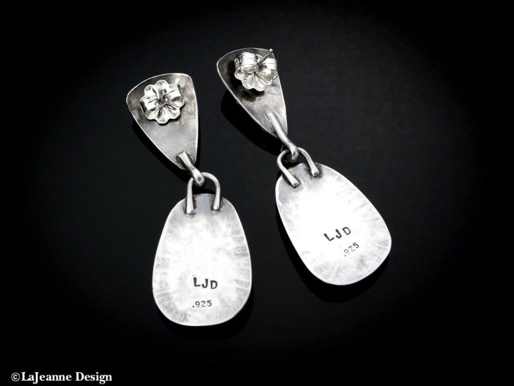 Petrified Palm Wood & Citrine Sterling Silver Earrings
