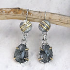 Black Rutilated Quartz 18K Gold & Sterling Silver Earrings