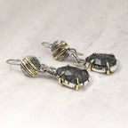 Black Rutilated Quartz 18K Gold & Sterling Silver Earrings