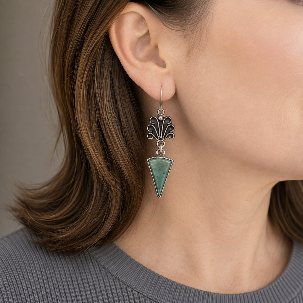 Green Jade Sterling Silver Earrings