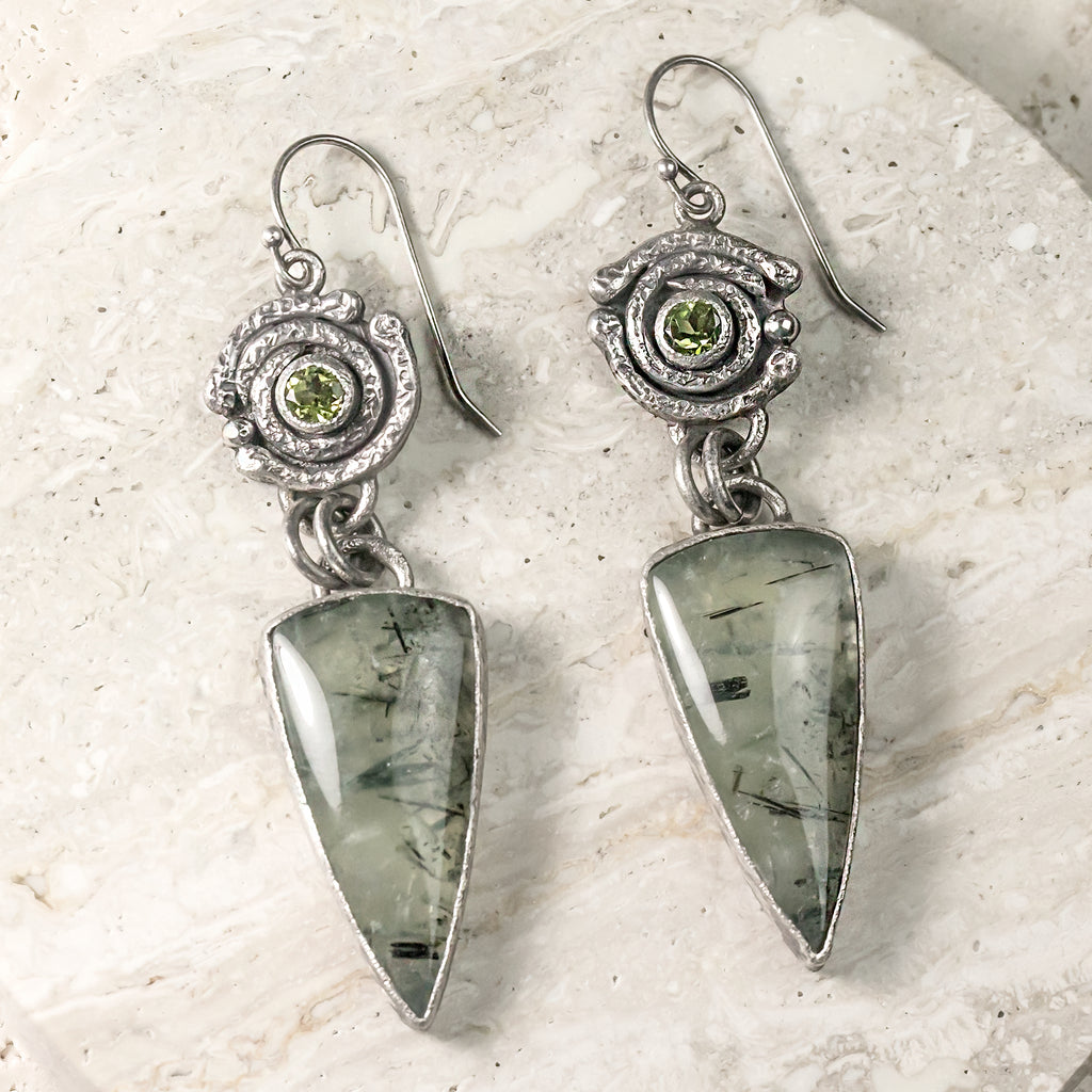 Prehnite & Peridot Sterling Silver Earrings