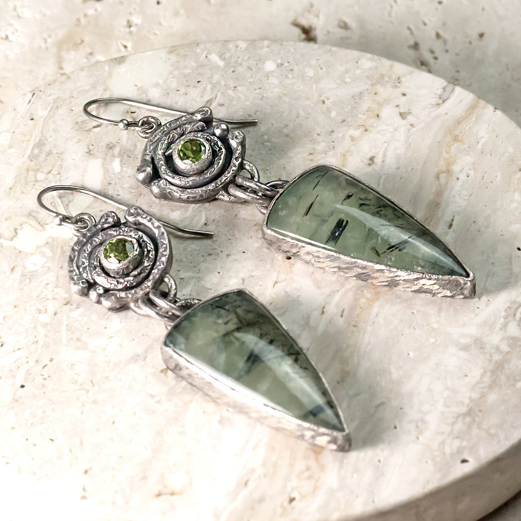 Prehnite & Peridot Sterling Silver Earrings