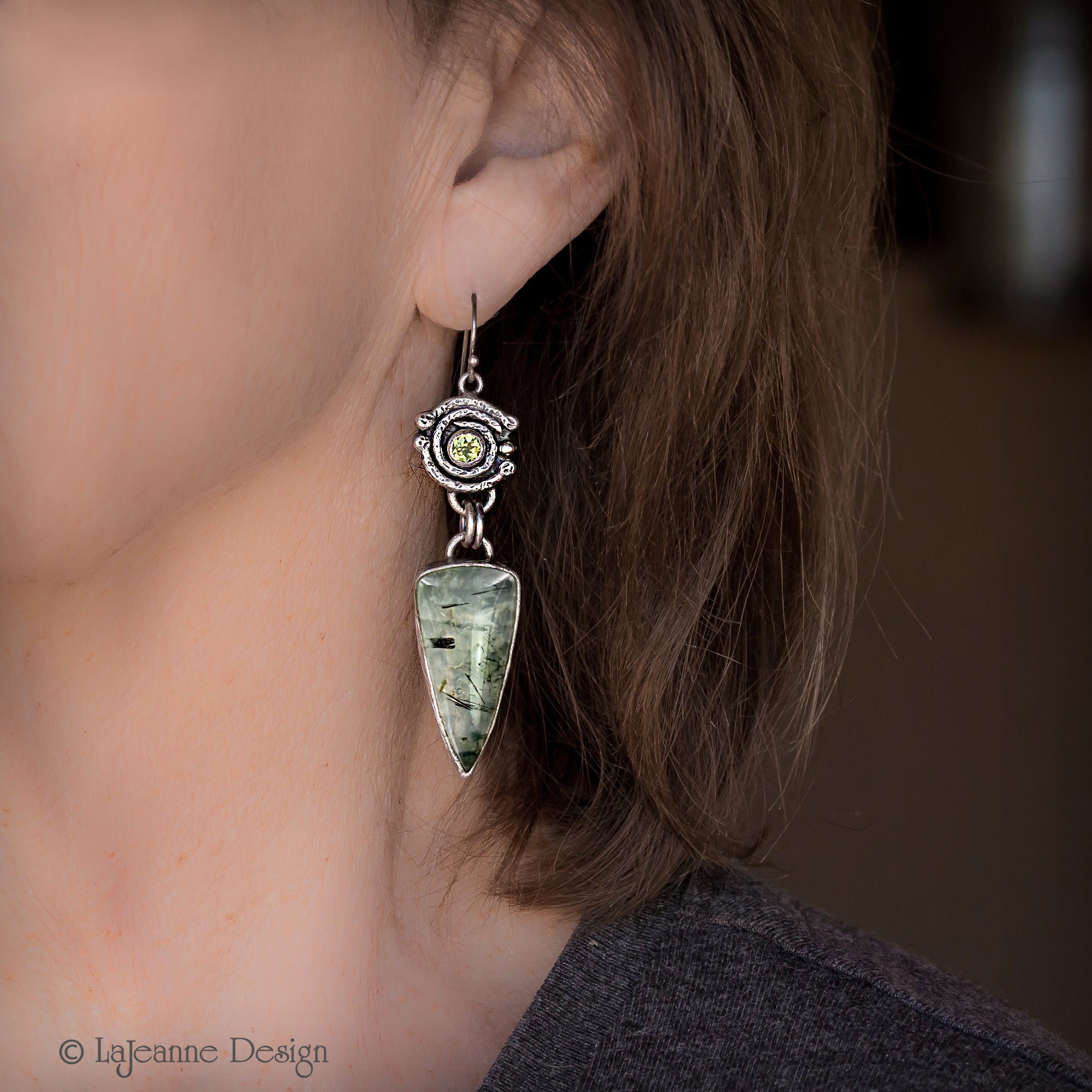 Prehnite & Peridot Sterling Silver Earrings