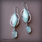 Blue Opalized Wood & Chalcedony Sterling Silver Earrings