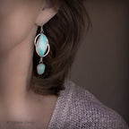 Blue Opalized Wood & Chalcedony Sterling Silver Earrings