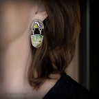 Green Opalized Wood & Prehnite Sterling Silver Earrings