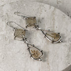 Dendritic Agate and Drusy Sterling Silver Earrings