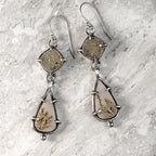 Dendritic Agate and Drusy Sterling Silver Earrings
