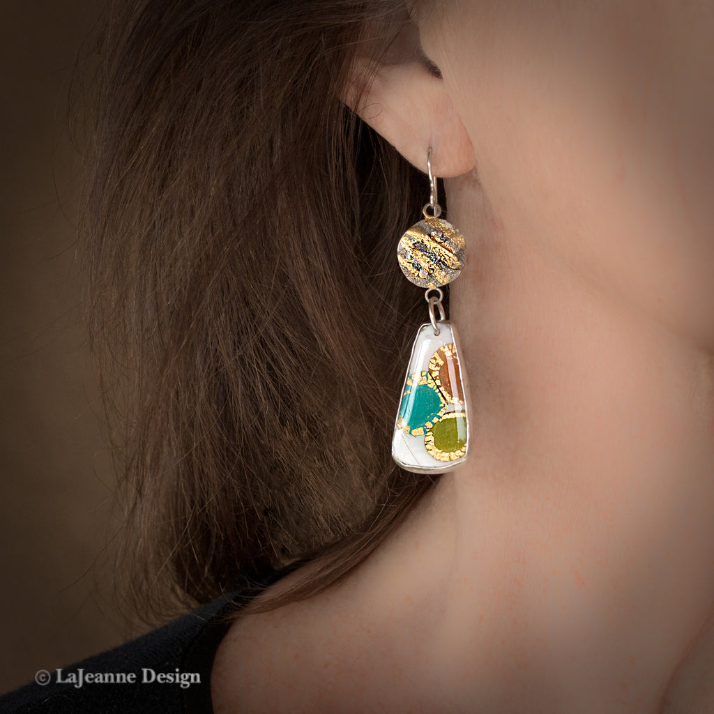 Polymer Clay, 24K Gold & Sterling Silver Earrings