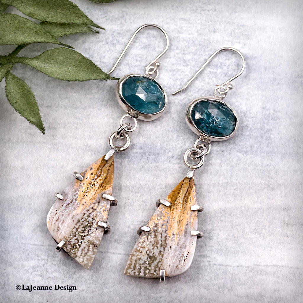 River Jasper & Blue Kyanite Sterling Silver Earrings