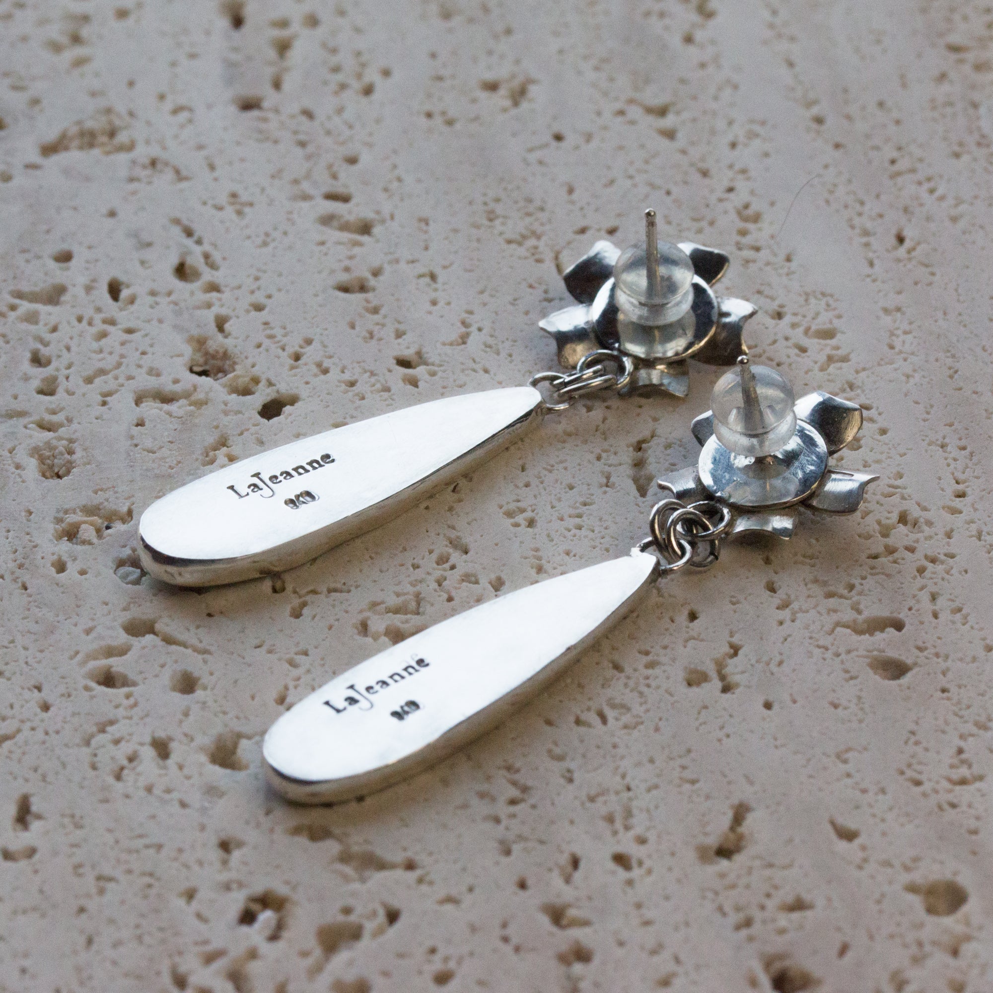 Sea Sediment Jasper Sterling Silver Dangle Earrings