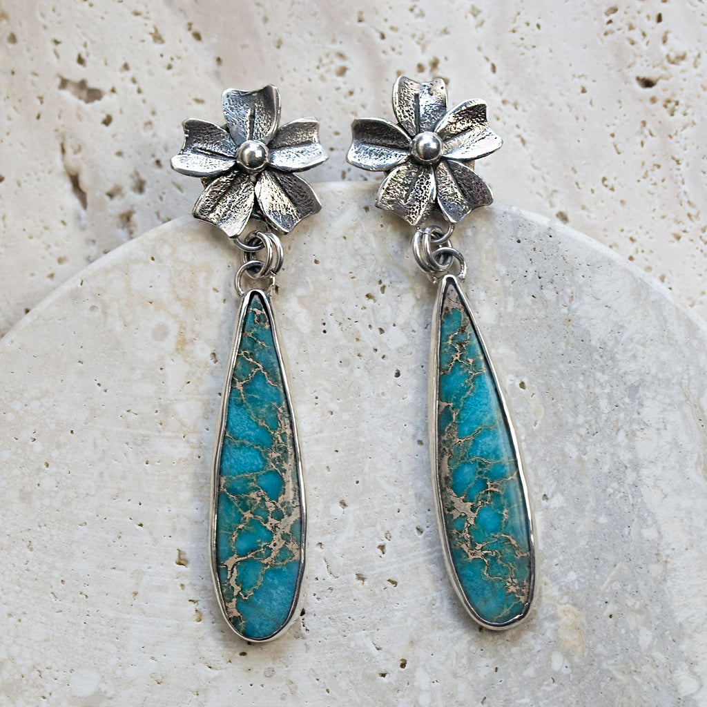 Sea Sediment Jasper Sterling Silver Dangle Earrings