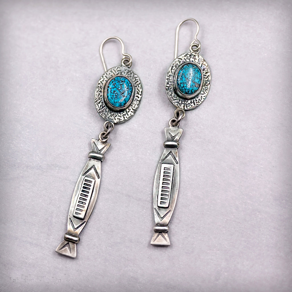 Sonoran Blue Jay Turquoise Sterling Silver Earrings