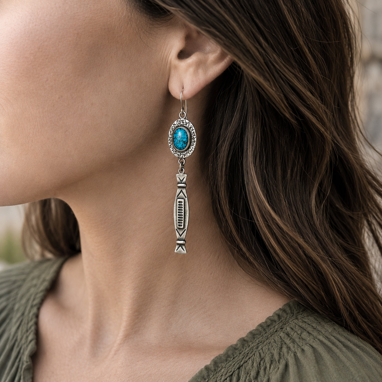 Sonoran Blue Jay Turquoise Sterling Silver Earrings