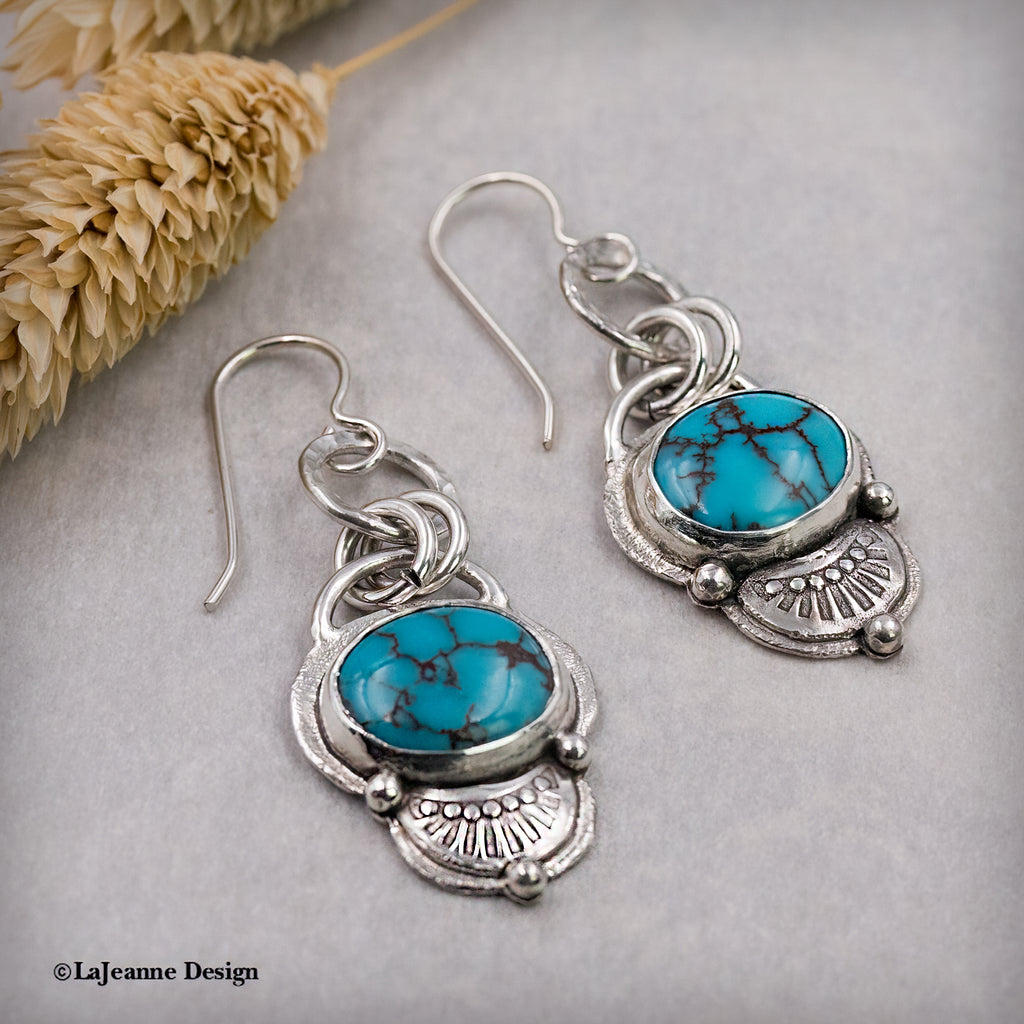 Egyptian Turquoise Sterling Silver Earrings