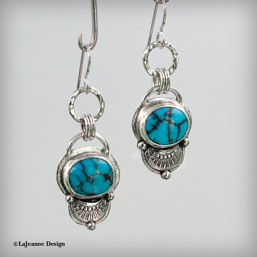 Egyptian Turquoise Sterling Silver Earrings