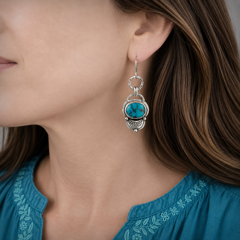 Egyptian Turquoise Sterling Silver Earrings