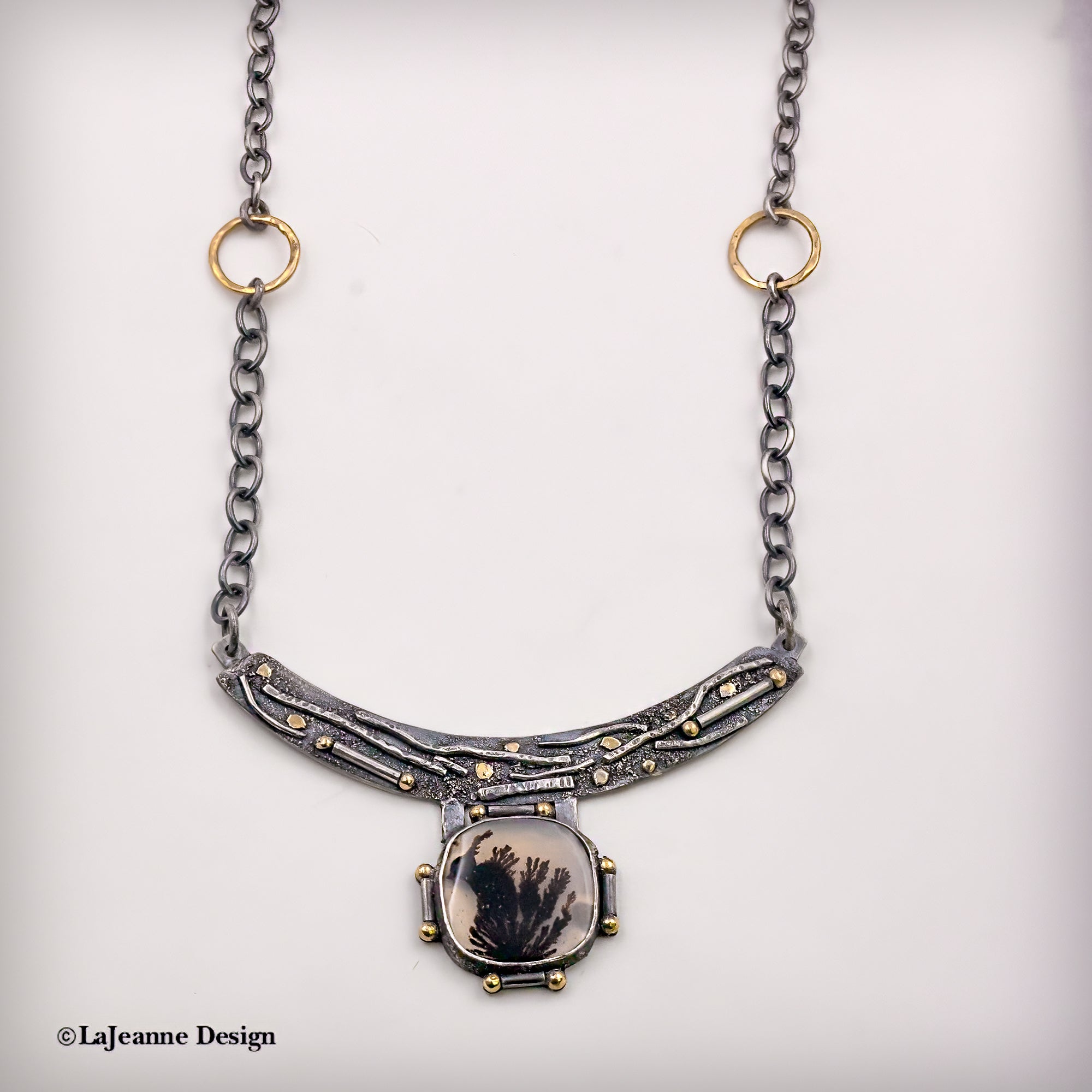 Dendritic Agate & 18K Gold Sterling Silver Necklace