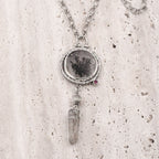 Dendritic Agate & Quartz Crystal Sterling Silver Necklace