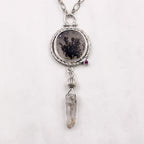 Dendritic Agate & Quartz Crystal Sterling Silver Necklace