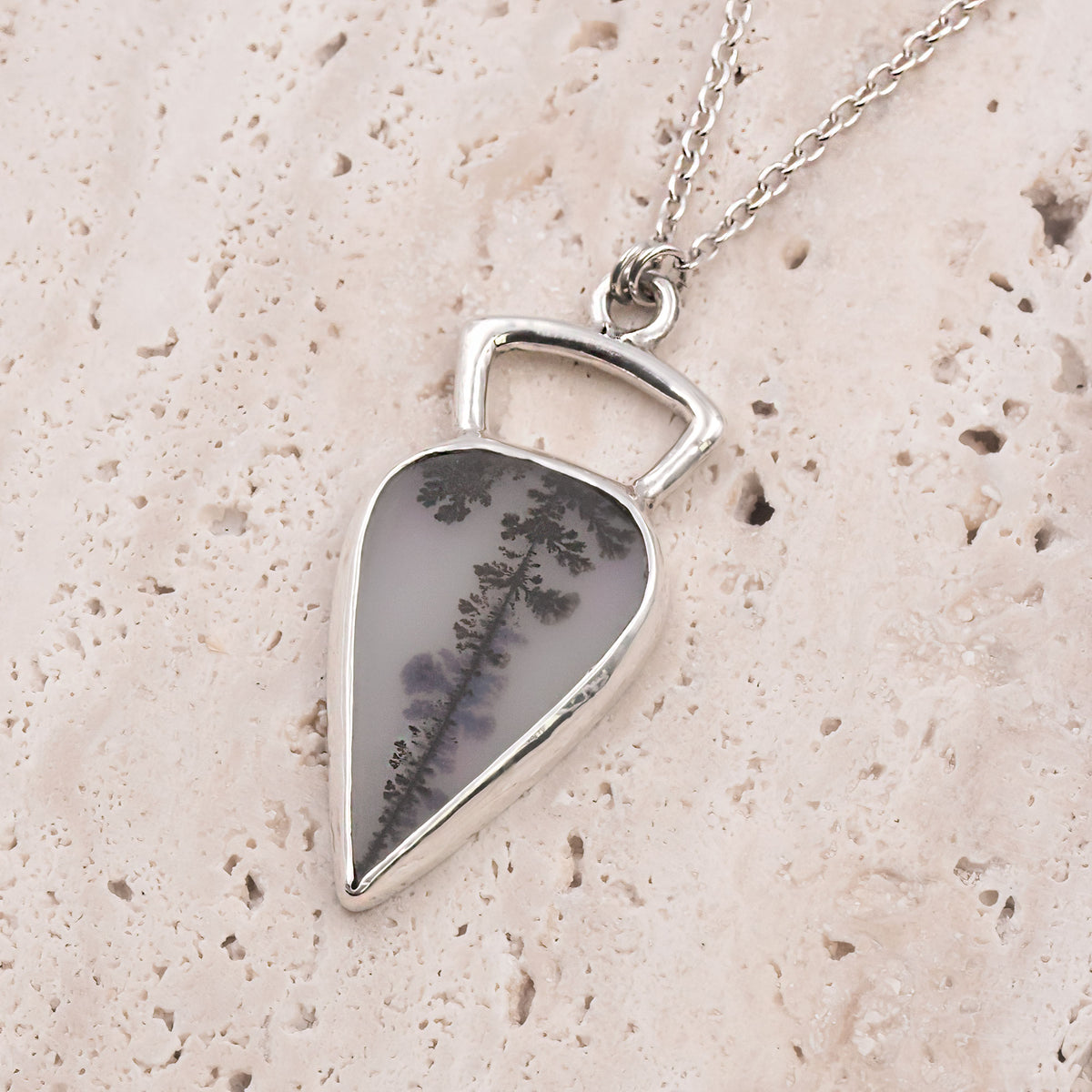 Dendritic Agate Sterling Silver Necklace