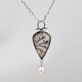 Dendritic Agate & Freshwater Pearl Sterling Silver Necklace