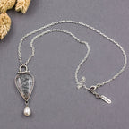 Dendritic Agate & Freshwater Pearl Sterling Silver Necklace
