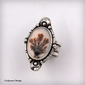 Ring of sterling silver and Dendritic Agate with fern-like tendrils in the stone.