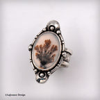 Ring of sterling silver and Dendritic Agate with fern-like tendrils in the stone.