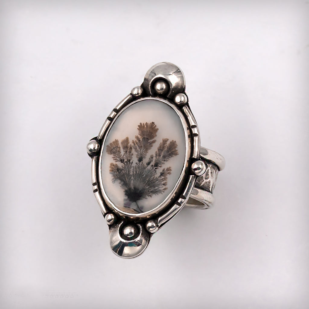 Size 6 - Dendritic Agate Sterling Silver Ring