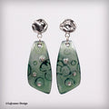 Green Enamel and Silver Earrings