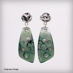Green Enamel and Silver Earrings