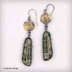 Ricolite Intarsia, 18K & 24K Gold Sterling Silver Earrings