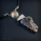 Chrysocolla in Chalcedony, Rutilated Quartz & Coral Necklace