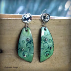 Green Enamel and Silver Earrings