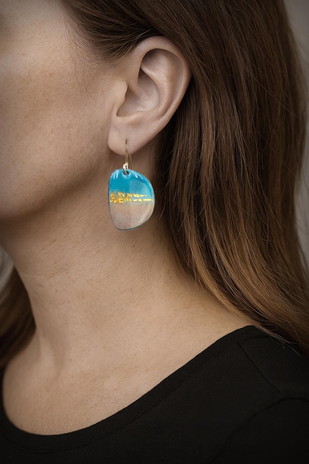 Enamel 24K Gold Earrings, 14kGF ear wires