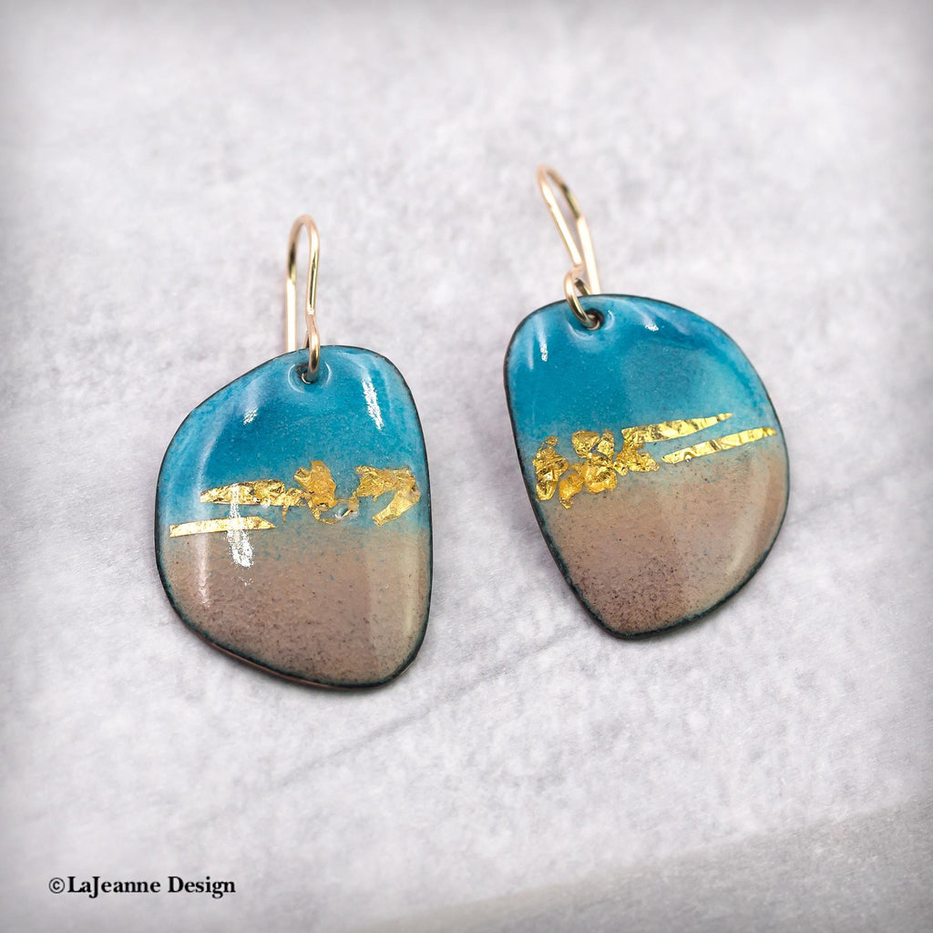 Enamel 24K Gold Earrings, 14kGF ear wires