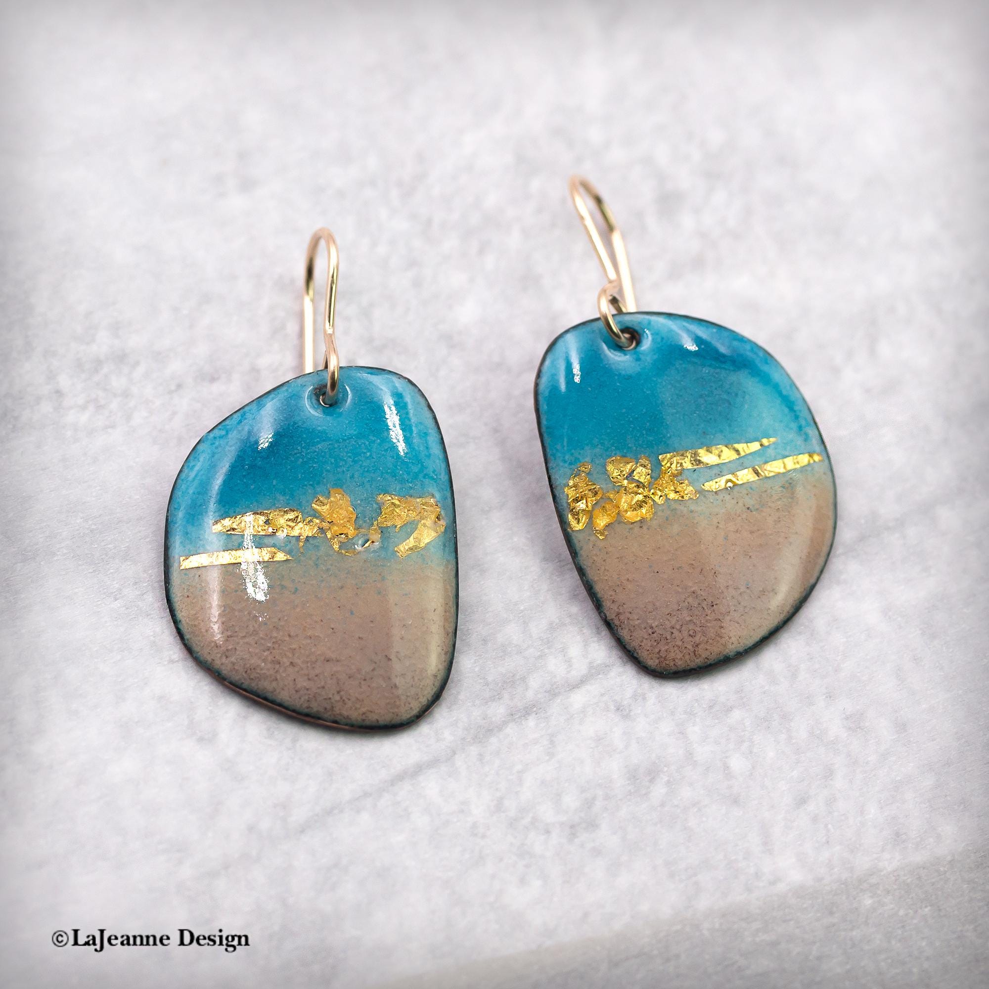 Enamel 24K Gold Earrings, 14kGF ear wires