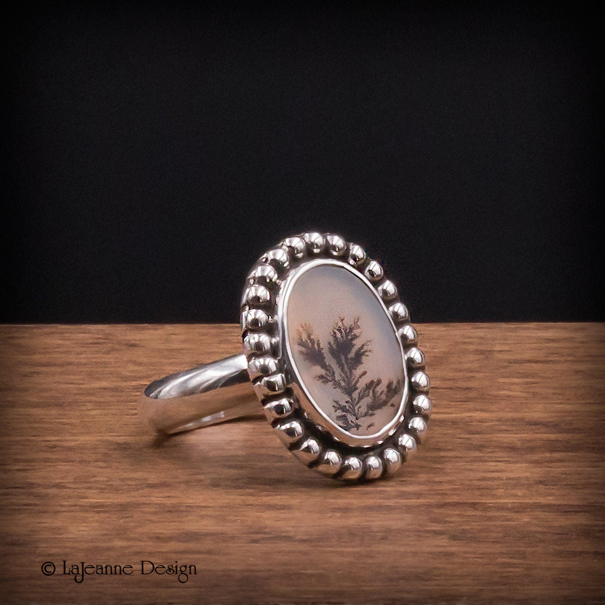 Size 6.75 - Dendritic Agate Sterling Silver Ring