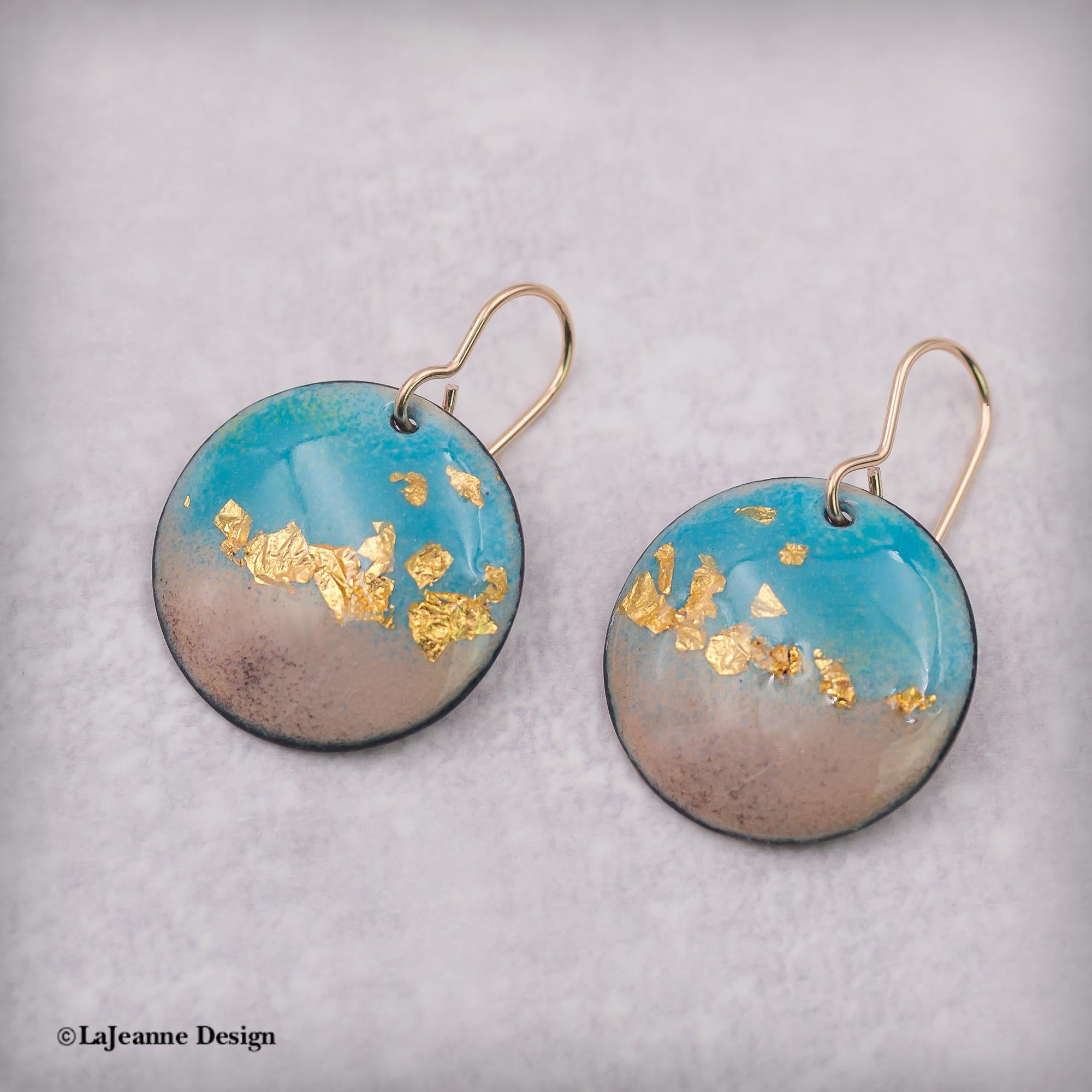 Enamel 24K Gold Earrings, 14kGF ear wires