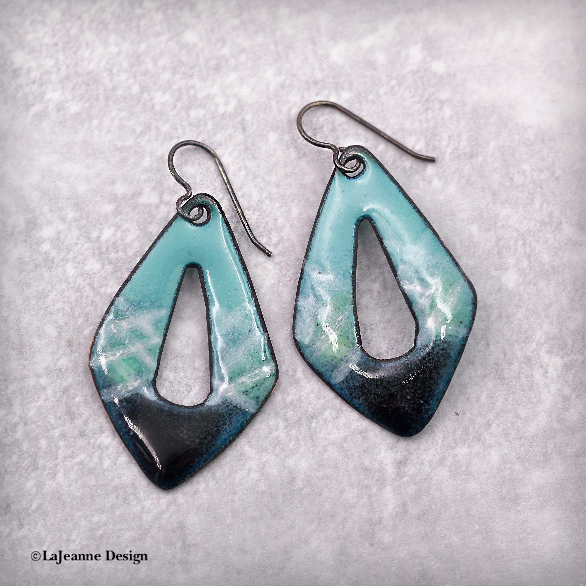 Blue  Enamel Earrings