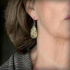 Fossil Coral, 18K Gold Sterling Silver Earrings