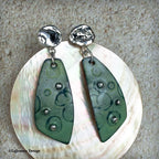 Green Enamel and Silver Earrings