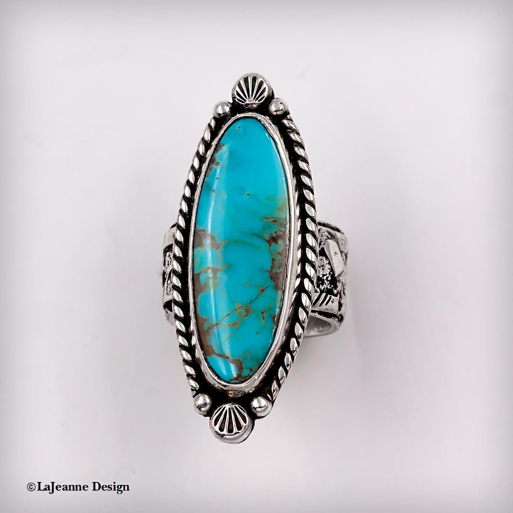 Size 7.5 - Royston Turquoise Sterling Silver Ring | Wide Band