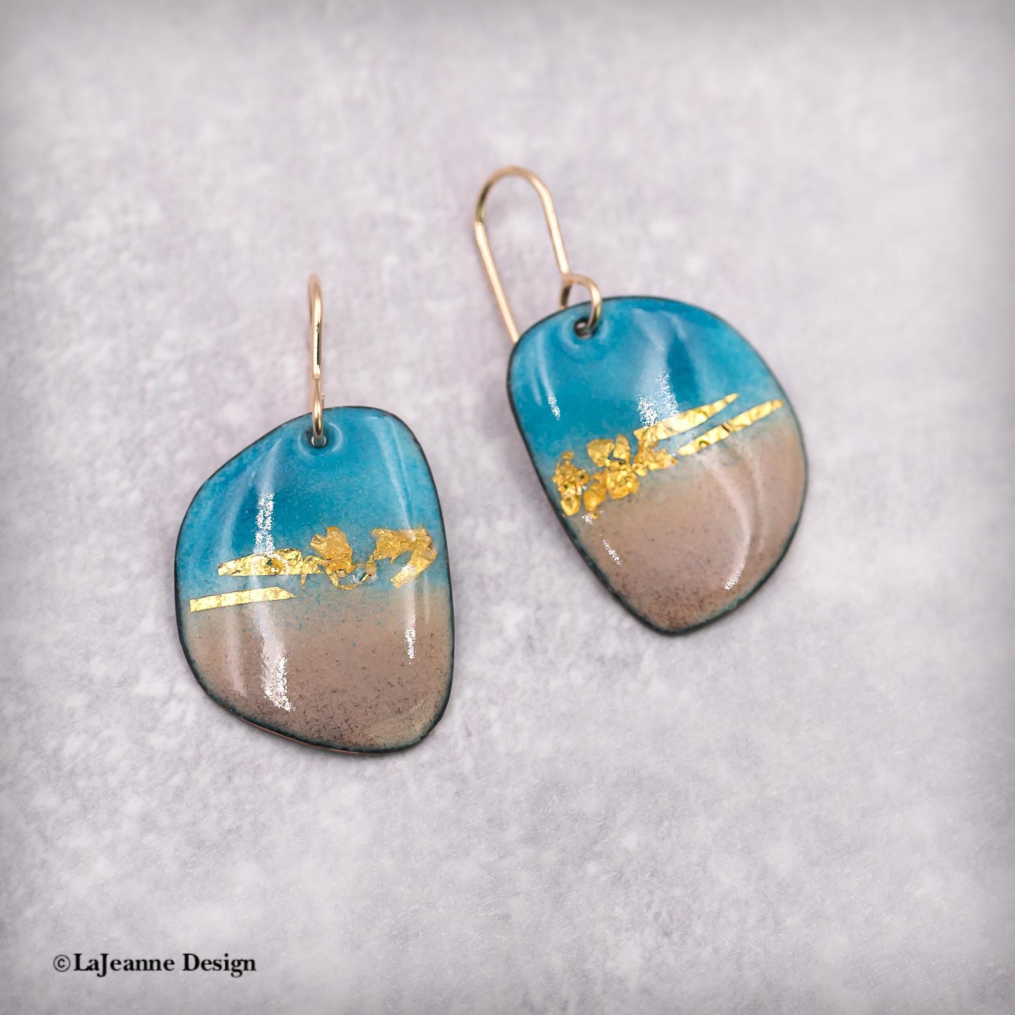 Enamel 24K Gold Earrings, 14kGF ear wires
