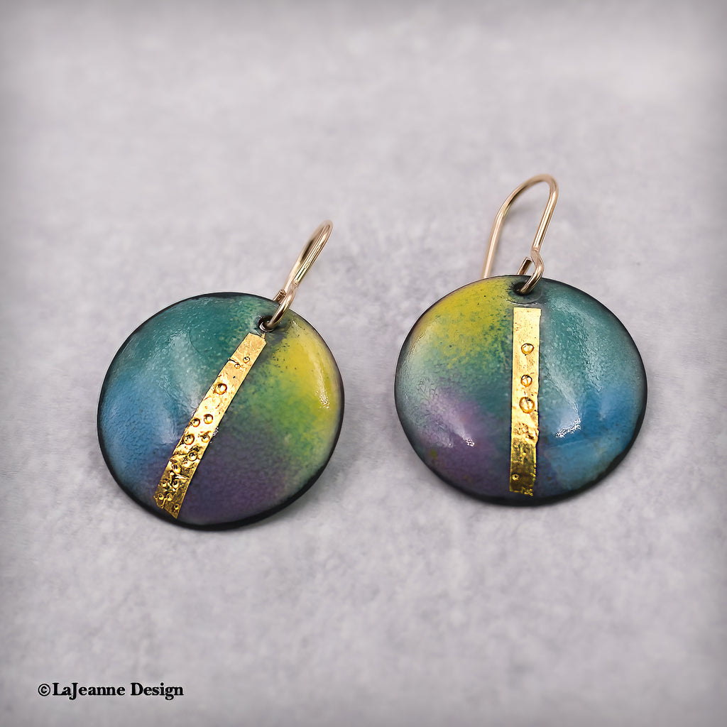 Vitreous Enamel 24K Gold Earrings | 14K Gold-Filled Ear Wires