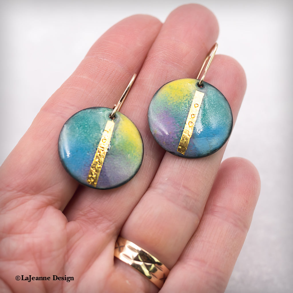 Vitreous Enamel 24K Gold Earrings | 14K Gold-Filled Ear Wires