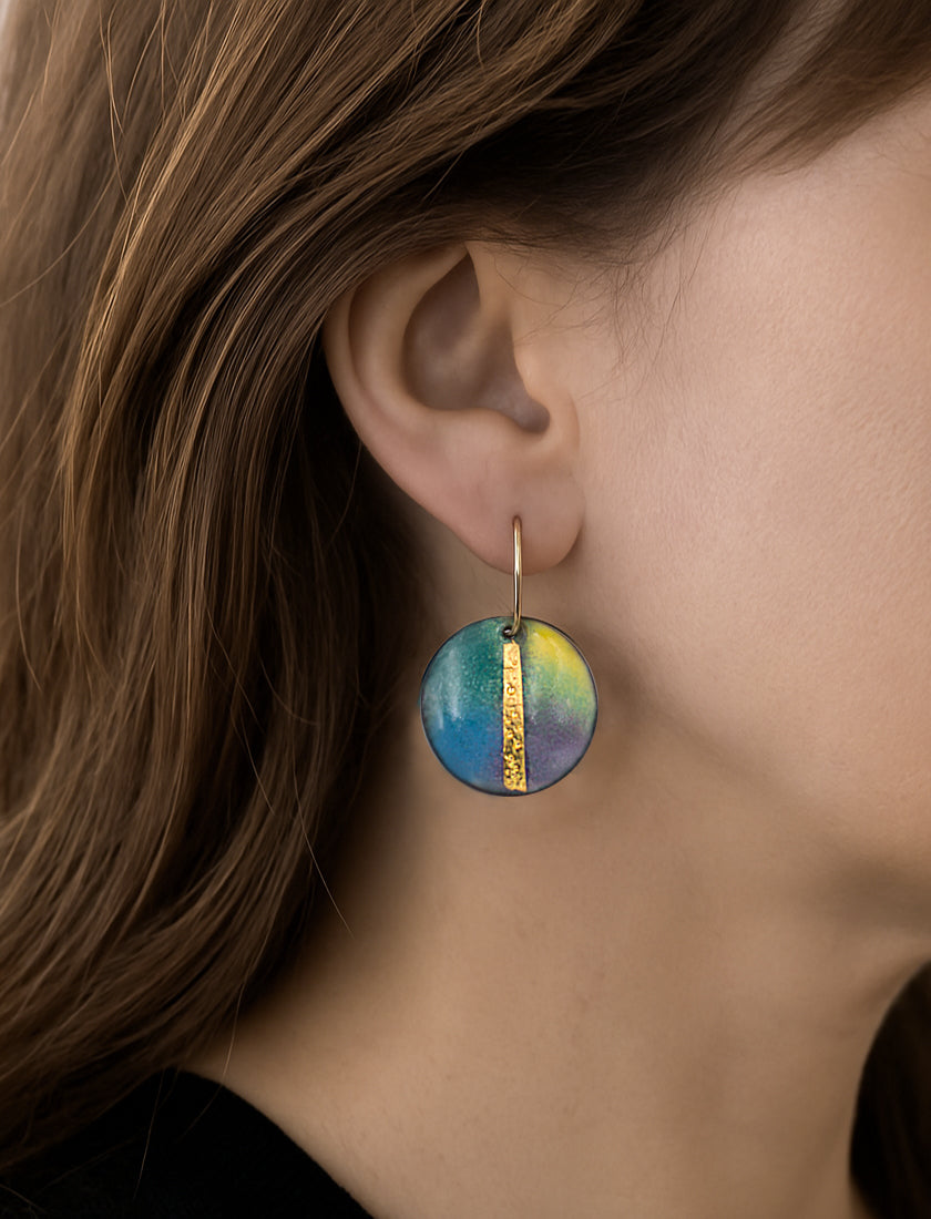 Vitreous Enamel 24K Gold Earrings | 14K Gold-Filled Ear Wires