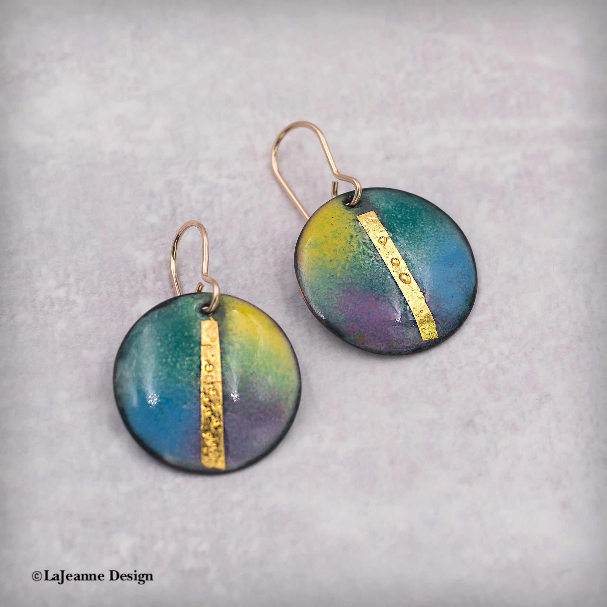 Vitreous Enamel 24K Gold Earrings | 14K Gold-Filled Ear Wires
